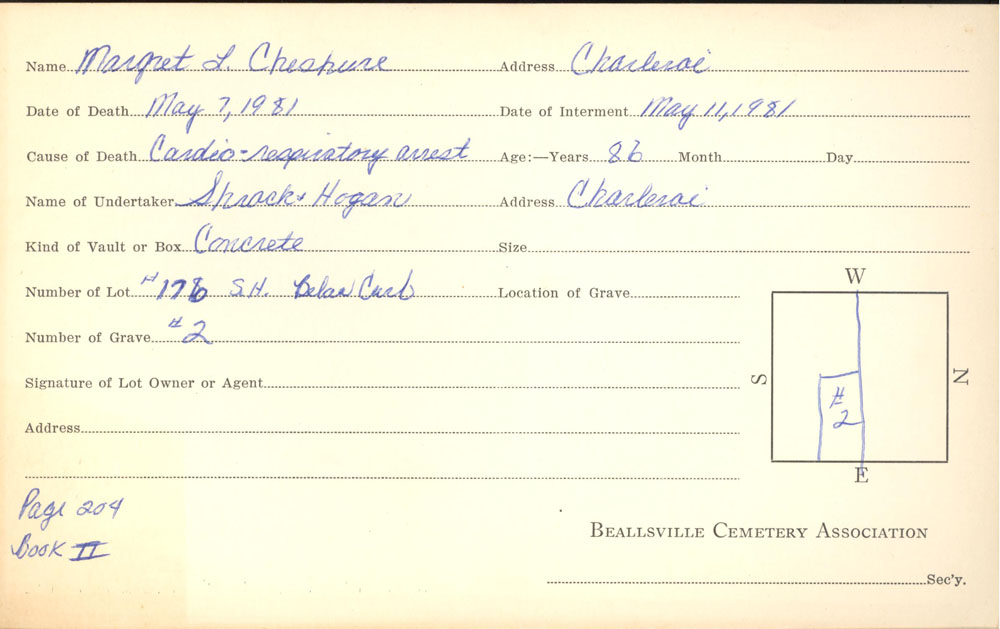 burial card